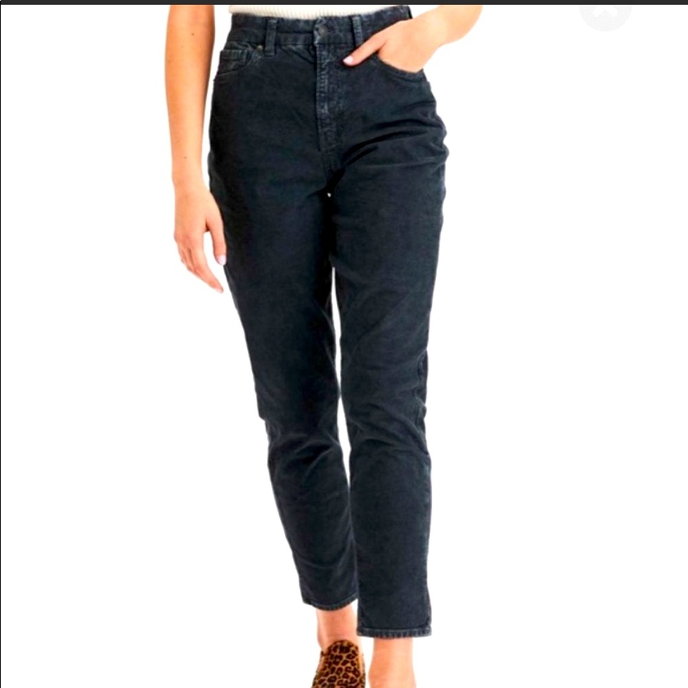 American Eagle Gray Corduroy High Rise Mom Jeans